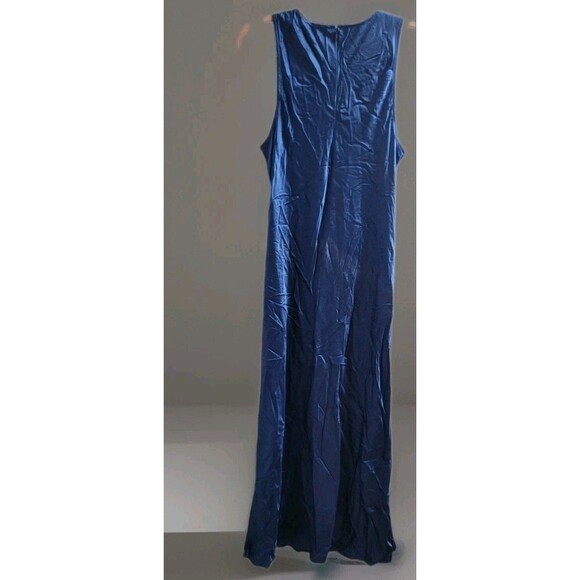 Go by GoSilk “Go Pull Me In” 100% Silk Maxi Dress Cornflower Blue Size Large NWT - Picture 11 of 12